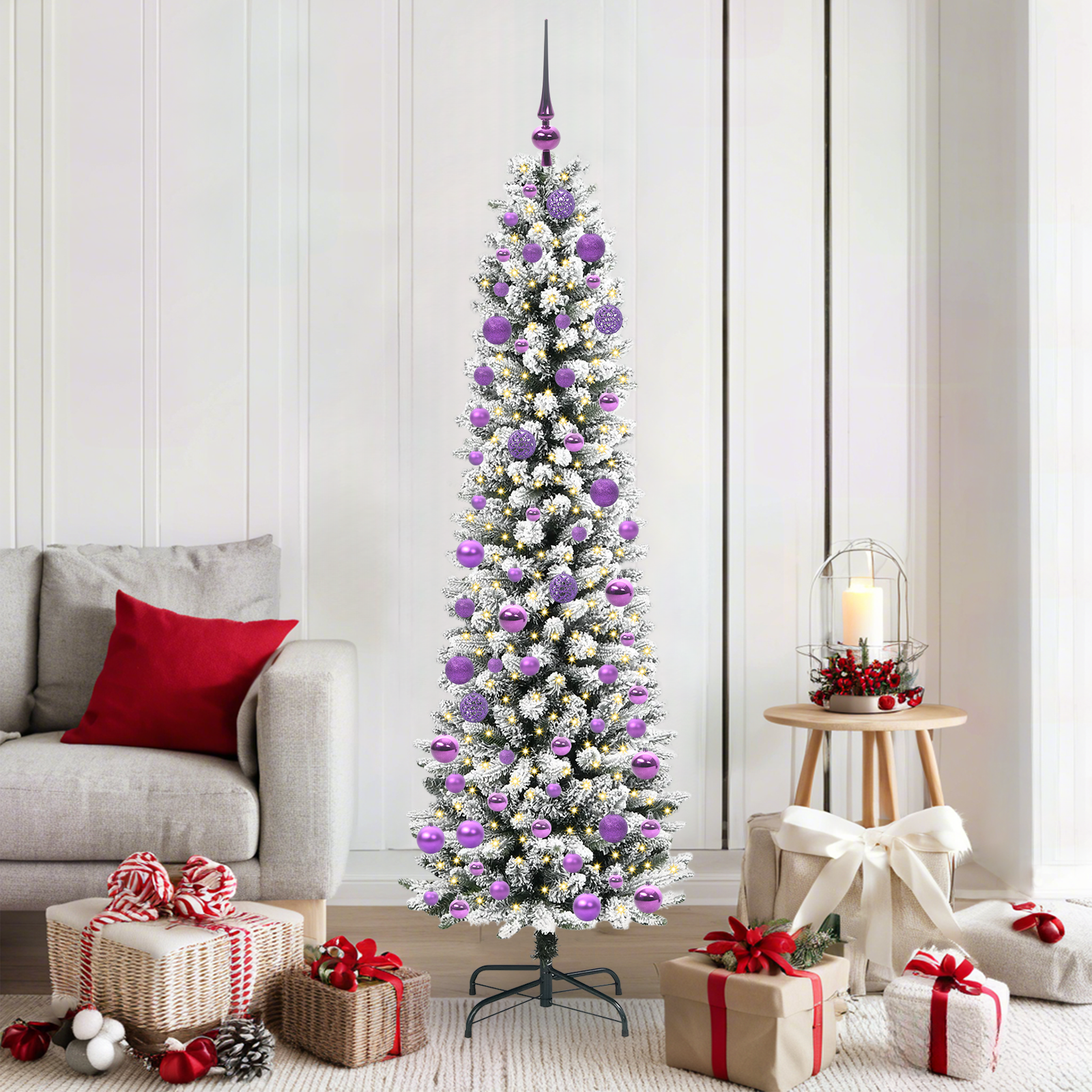 Dirbtinė Kalėdų eglutė SHINE WINTER, su 300 LED stovu Žalia ir balta 180 cm.