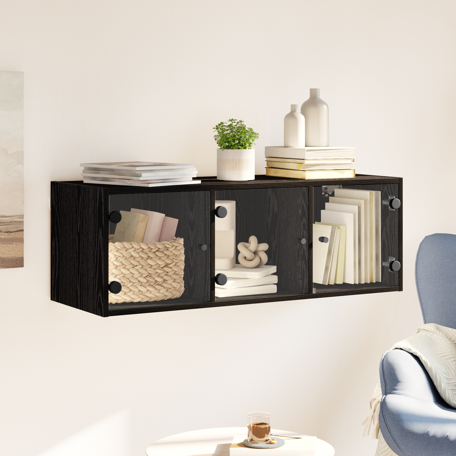 Wall cabinet Black oak 102 x 37 x 35 cm