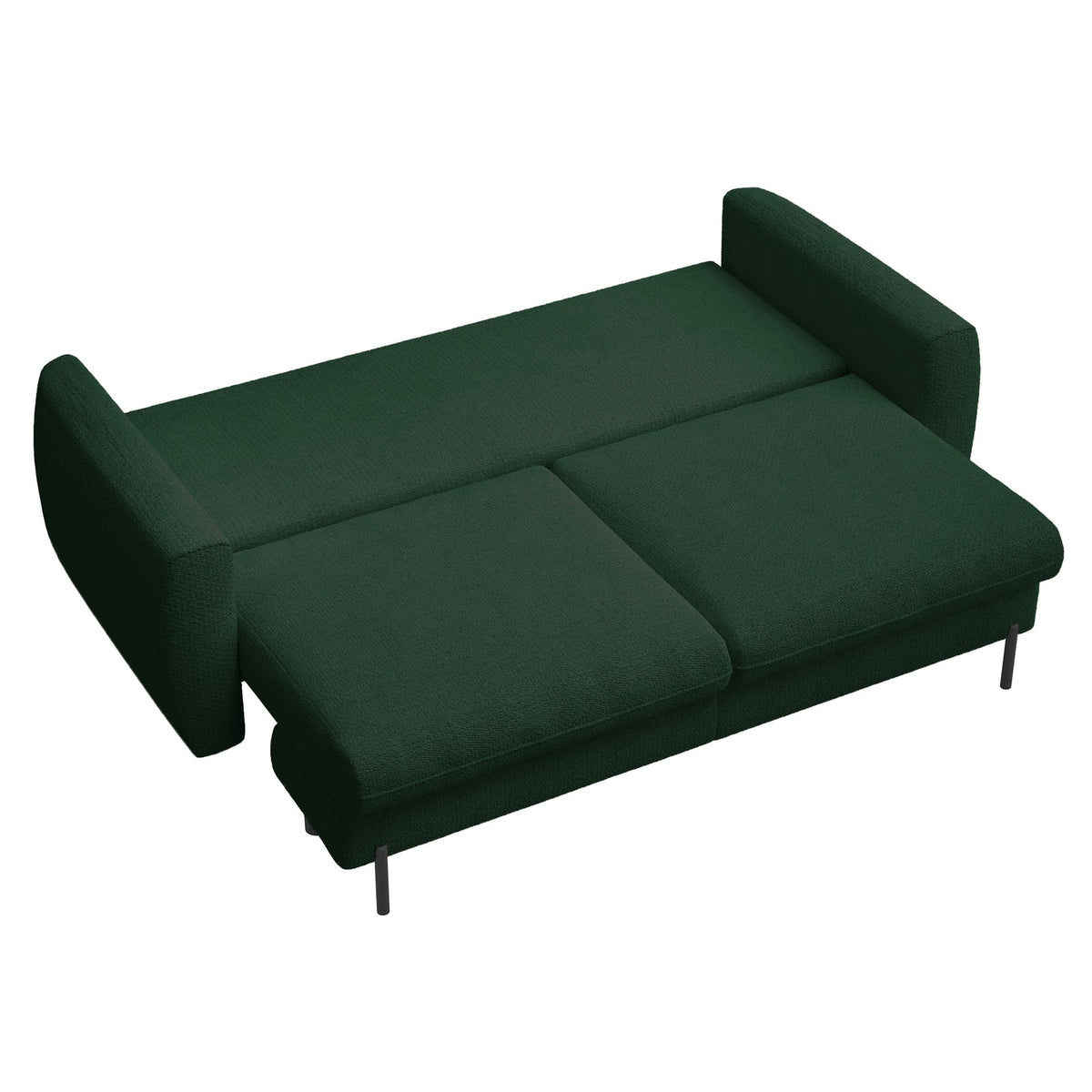 Sofa-lova SEANE, butelio, žalias šenilas kampu iš viršaus