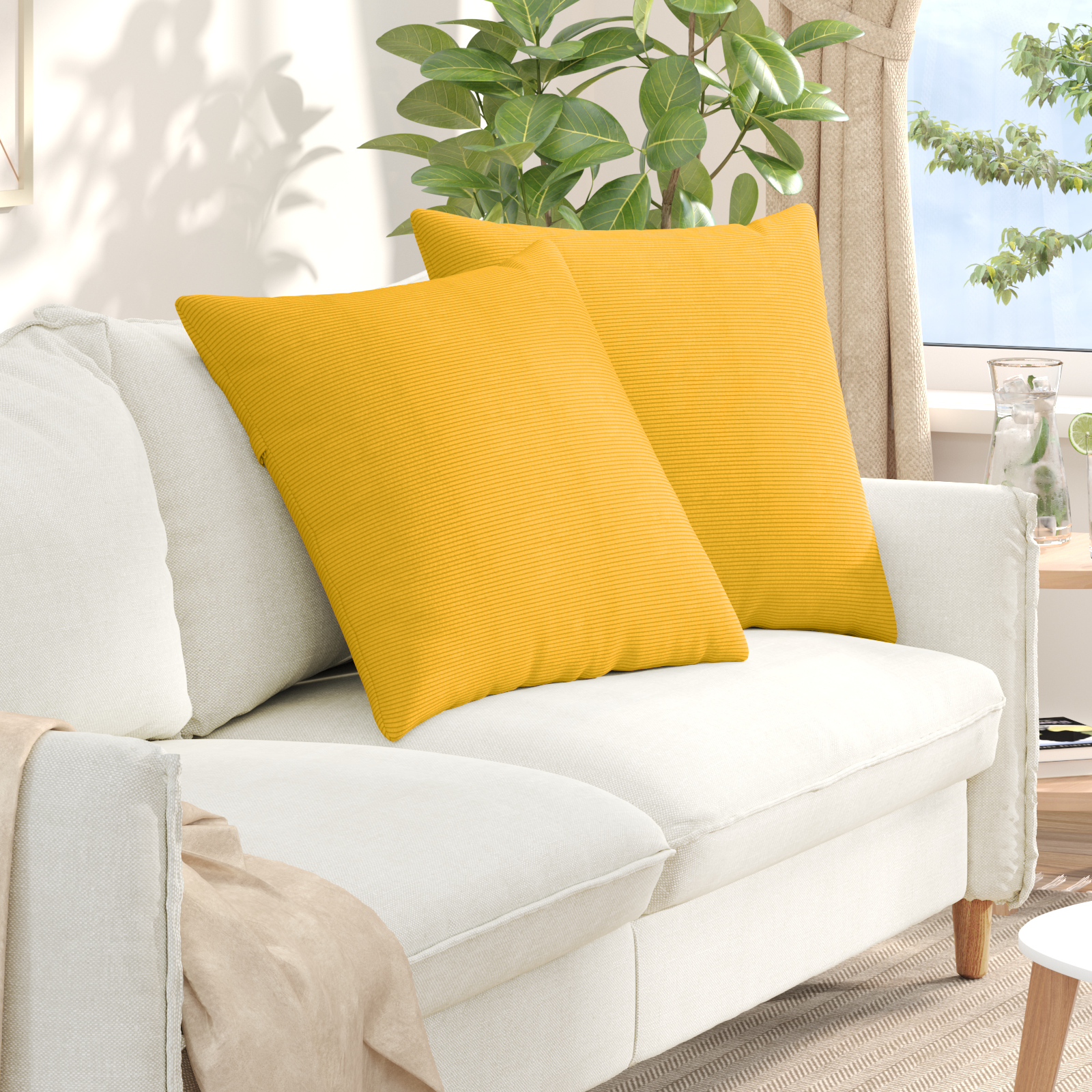 Sofa Pagalvės 2 pcs Šviesi geltona 60 x 60 cm