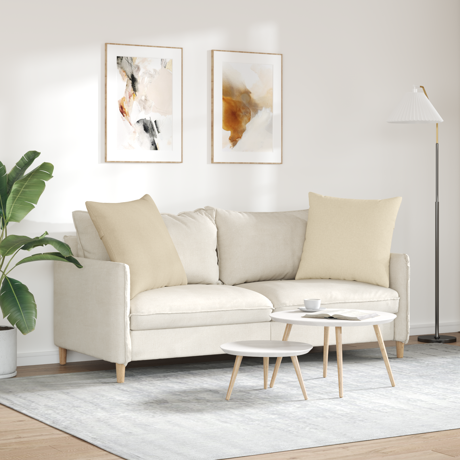 Sofa Pagalvės 2 pcs Kreminė 80 x 80 cm audinys