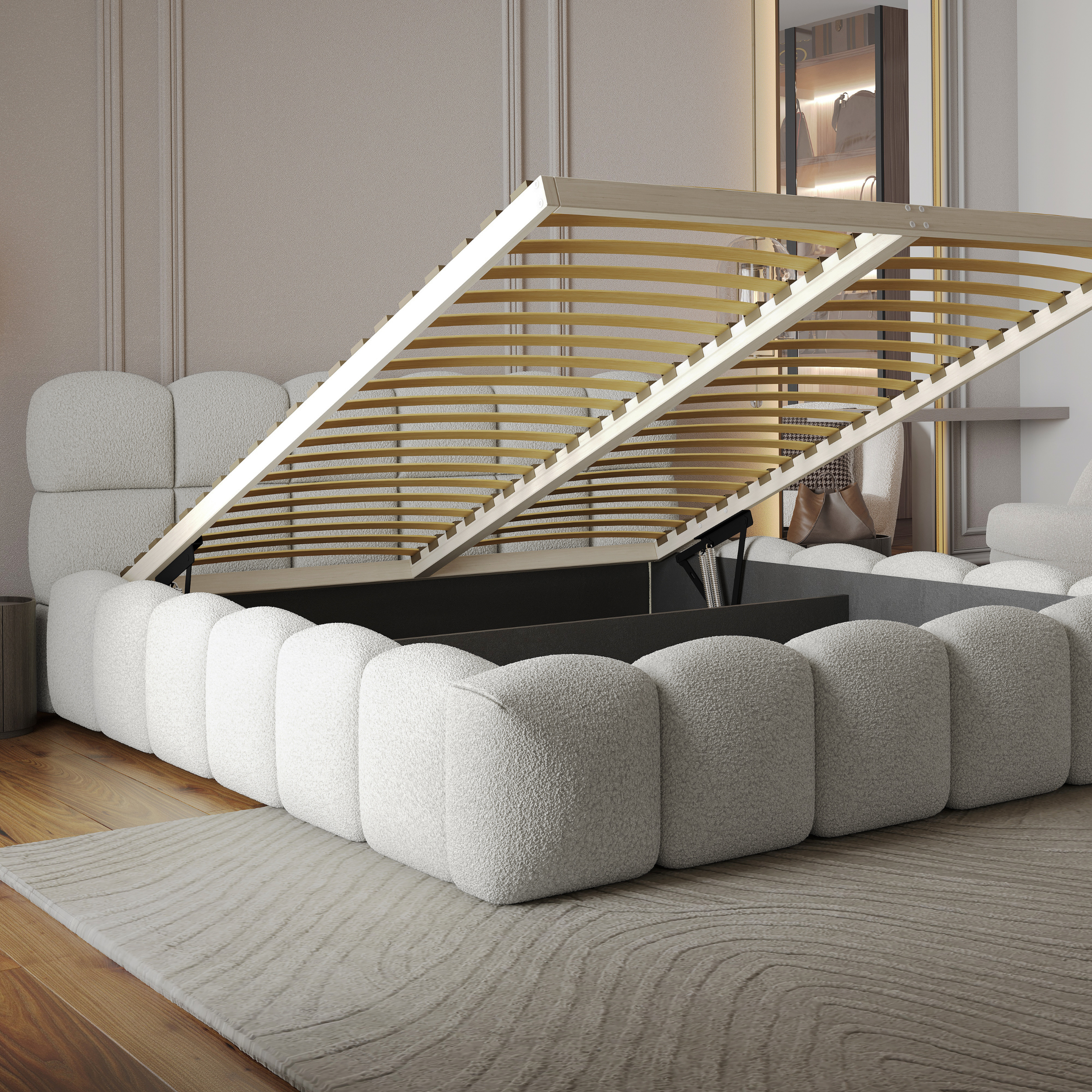 Miegamojo lova JASMIJA, balta quelle