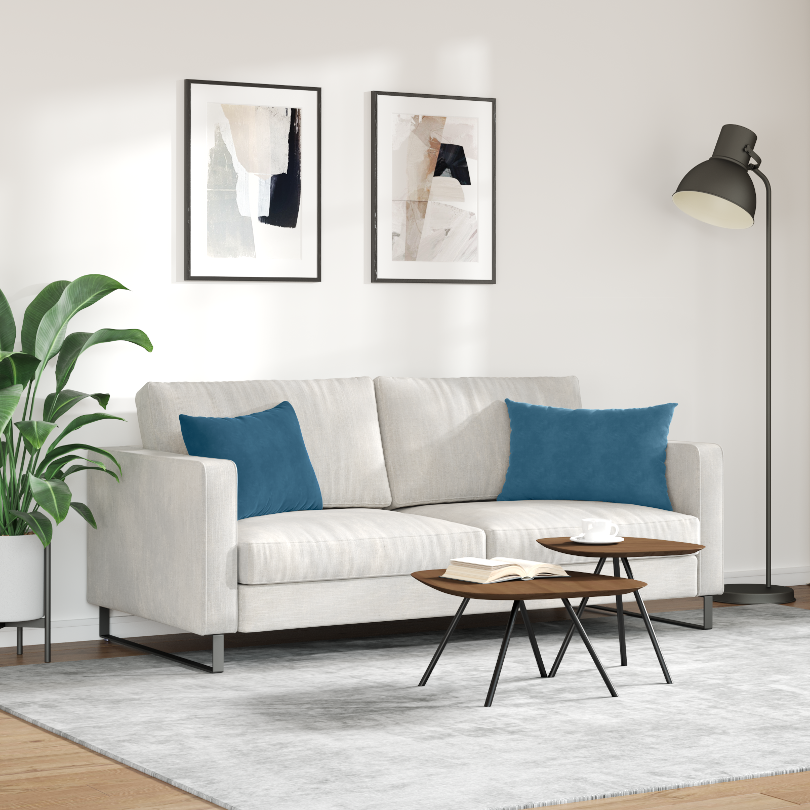 Sofa Cushions 2 pcs Blue 60 x 40 cm Corduroy fabric