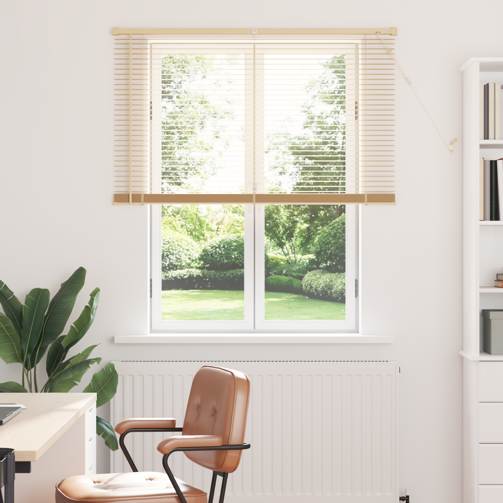 Venecijos žaliuzės Šviesiai ruda su raštu 150 x 110 cm PVC