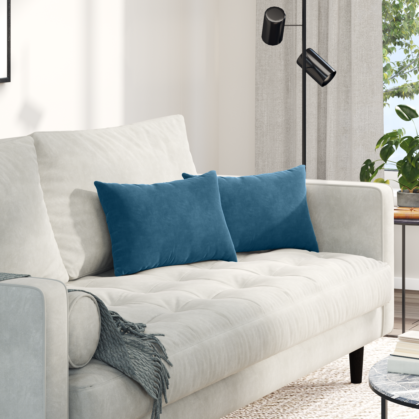 Sofa Pagalvės 2 pcs Mėlyna 50 x 30 cm Kordūrinis audinys