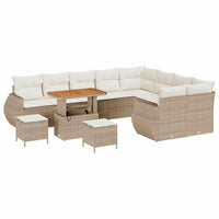 12 Dalių Sodo Sofa Komplektas Su Pagalvėlėmis Smėlio Poli Ratanas Akacija - Namų Idėja