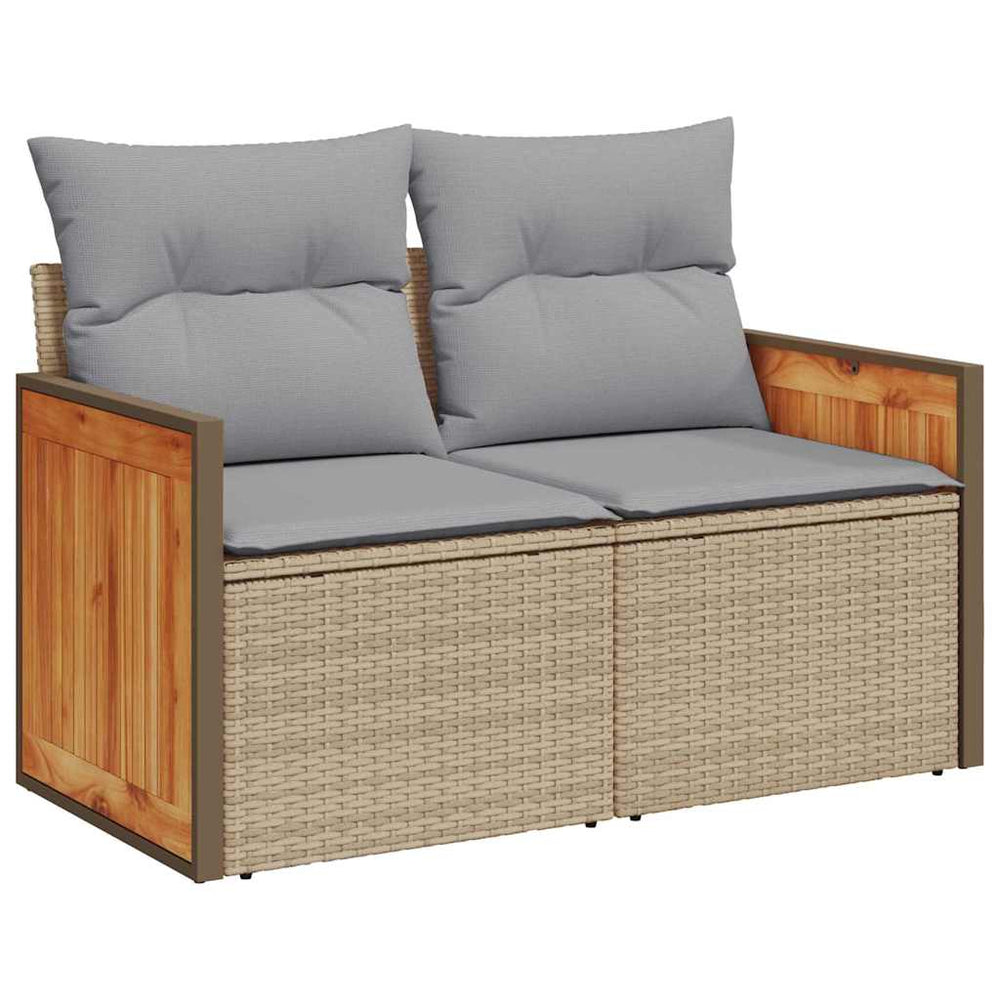 12 dalių sodo sofa komplektas su pagalvėmis smėlio poli ratanas akacija - Namų Idėja