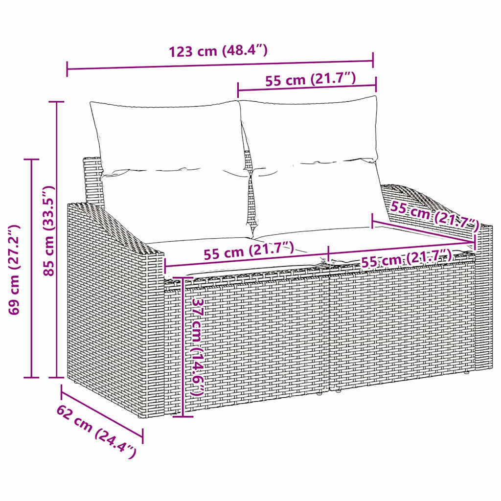 12 dalių sodo sofa rinkinys su pagalvėlėmis Juodas Poli ratanas Akacija - Namų Idėja