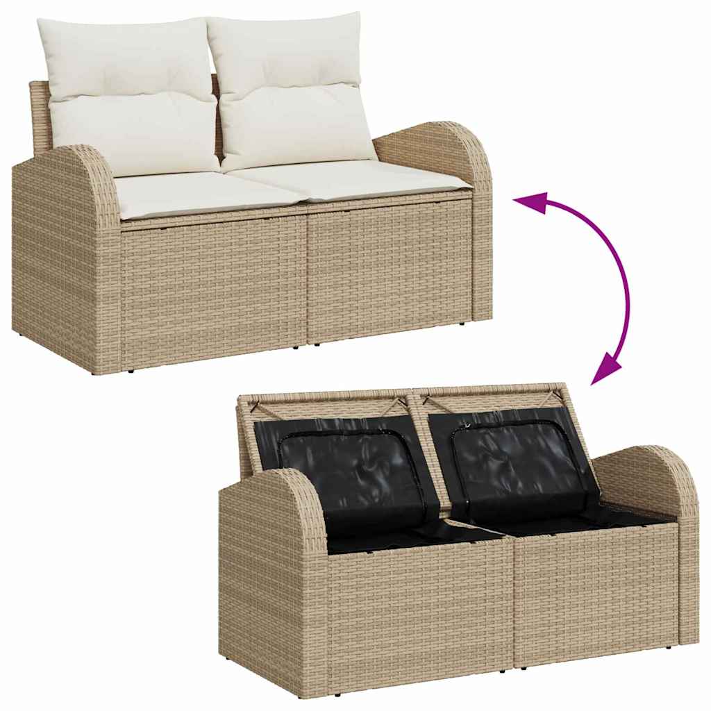 12 dalių Sodo Sofa Rinkinys su Pagalvėlėmis Kreminė Poli Ratanas Akacija - Namų Idėja