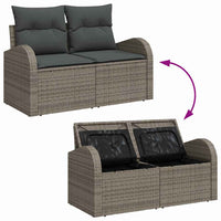 12 dalių sodo sofa rinkinys su pagalvėlėmis Pilka Poly Rattan Akacija - Namų Idėja