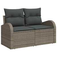 12 dalių sodo sofa rinkinys su pagalvėlėmis Pilka Poly Rattan Akacija - Namų Idėja