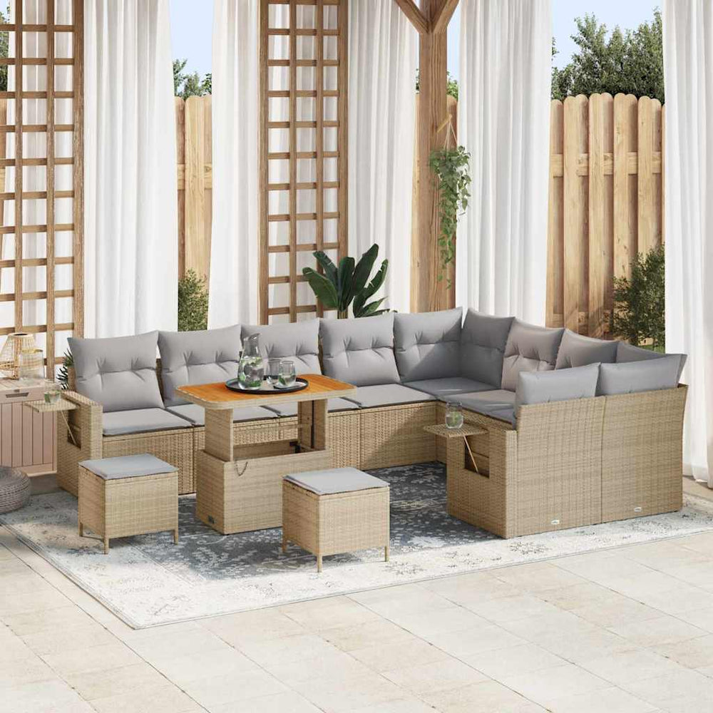 12 dalių sodo sofa rinkinys su pagalvėlėmis šviesiai pilkas poli ratanas - Namų Idėja