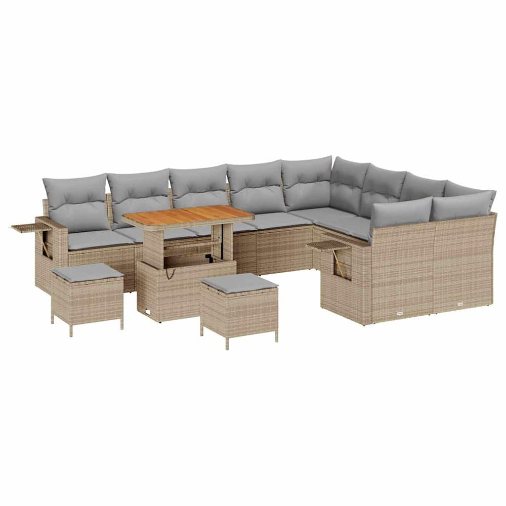 12 dalių sodo sofa rinkinys su pagalvėlėmis šviesiai pilkas poli ratanas - Namų Idėja