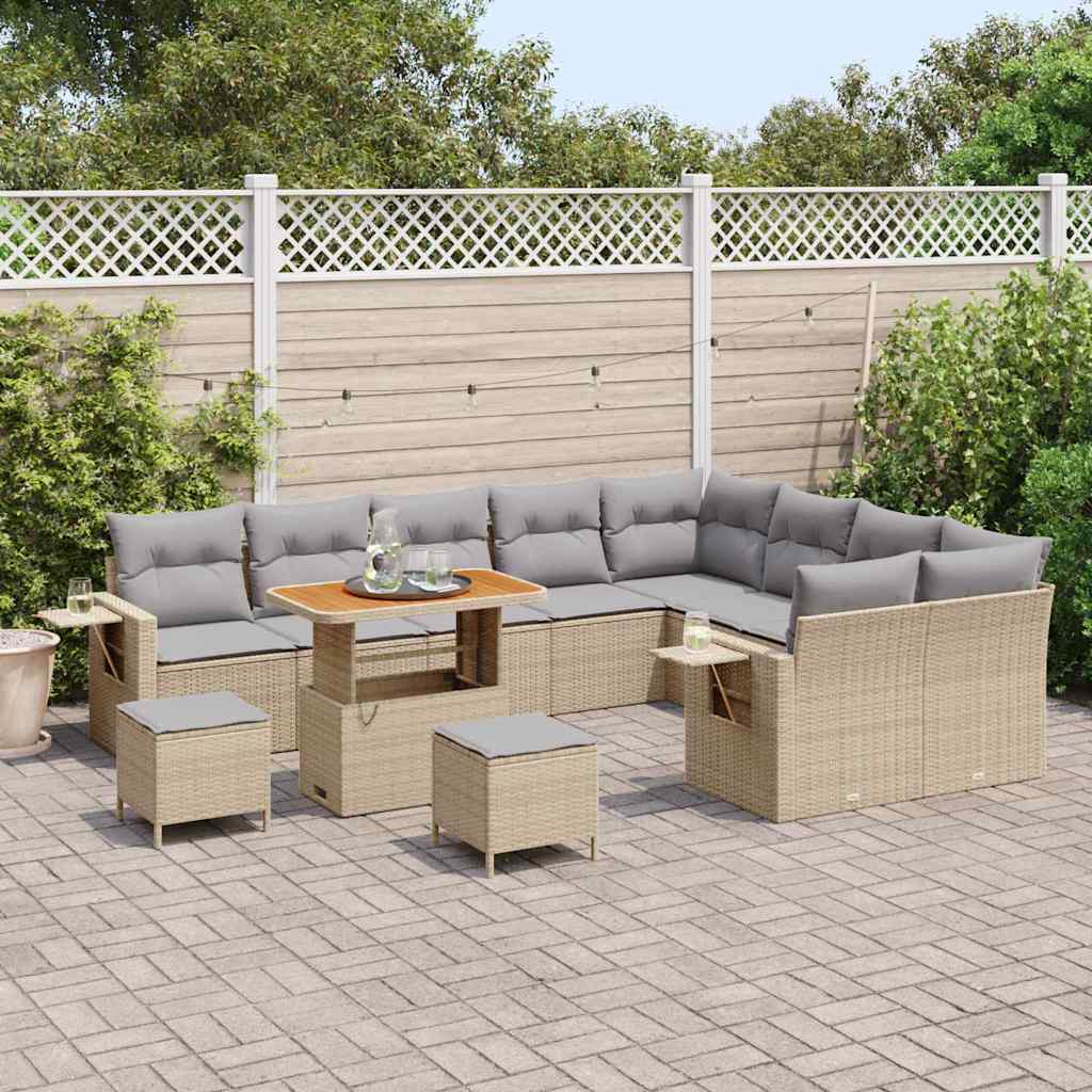 12 dalių sodo sofa rinkinys su pagalvėlėmis šviesiai pilkas poli ratanas - Namų Idėja