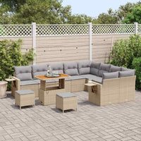 12 dalių sodo sofa rinkinys su pagalvėlėmis šviesiai pilkas poli ratanas - Namų Idėja
