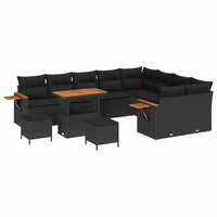 12 dalių sodo sofa rinkinys su pagalvėmis juodas poli ratanas akacija - Namų Idėja