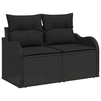 12 Dalių Sodo Sofa Rinkinys su Pagalvėmis Juodas Poli Ratanas Akacija - Namų Idėja