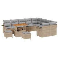 12 Dalių Sodo Sofa Rinkinys su Pagalvėmis Smėlio Poli Ratanas Akacija - Namų Idėja