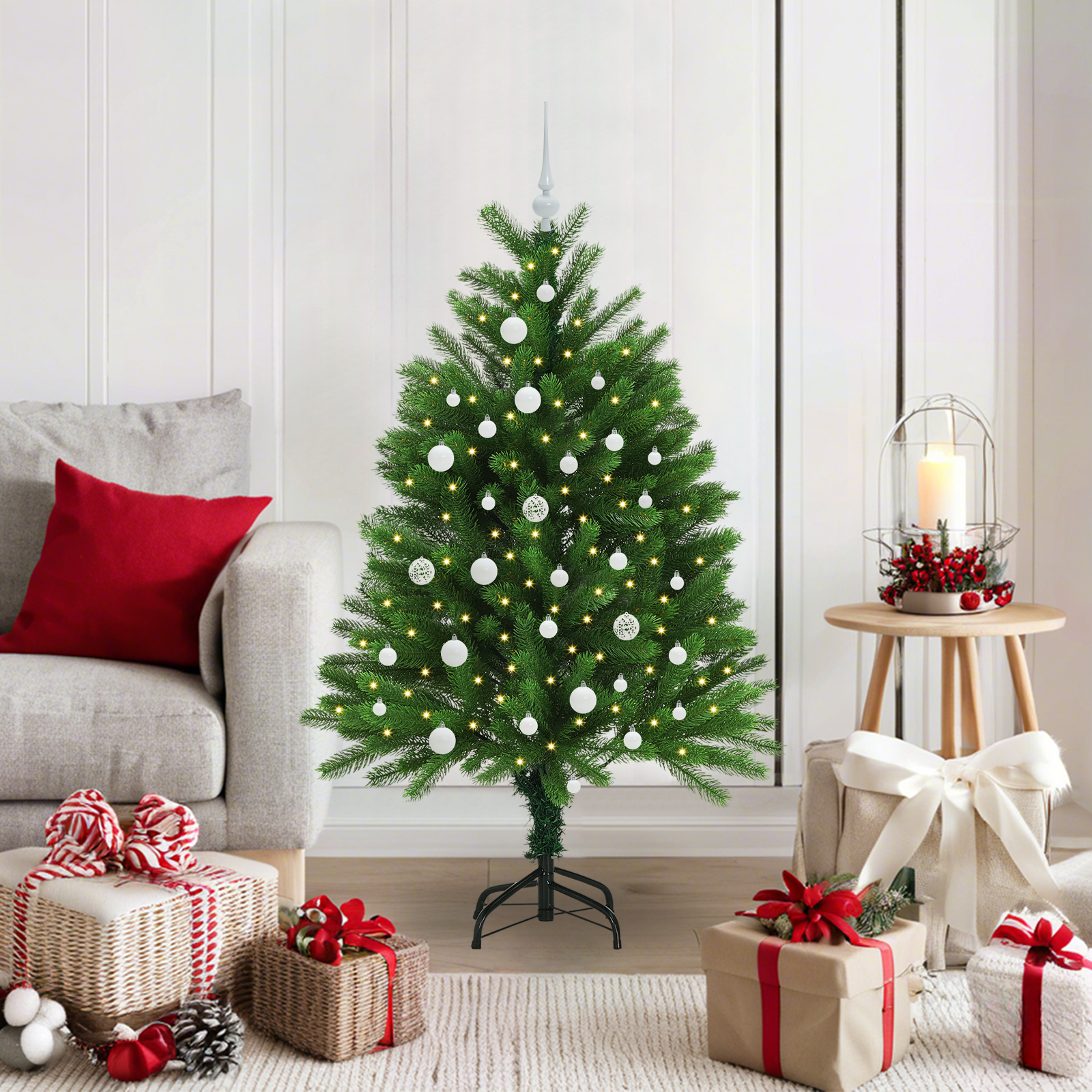 Ziemassvētku eglīte ar 150 LED un statīvu Zaļa 120 cm PE