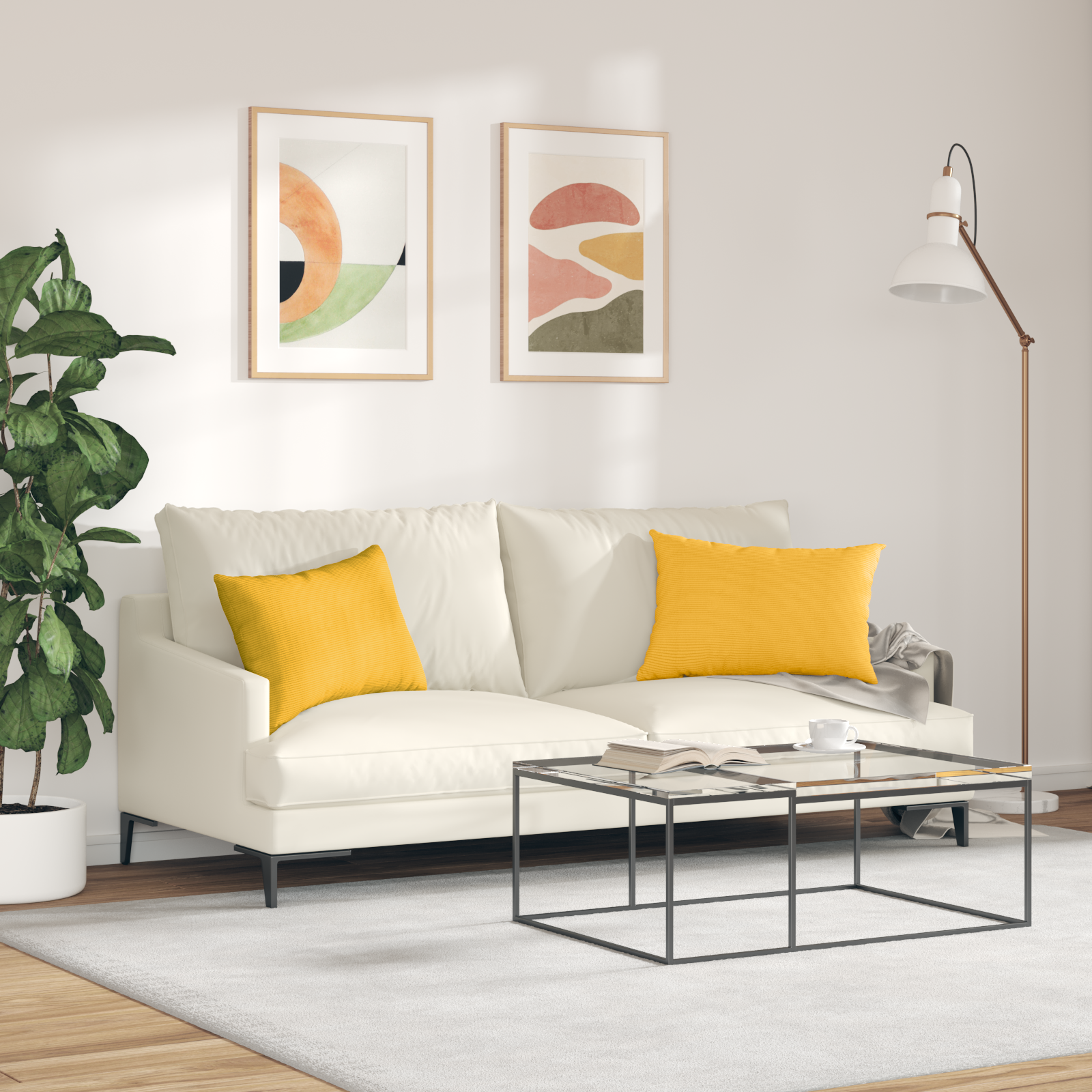 Sofa Pagalvės 2 pcs Šviesi geltona 60 x 40 cm