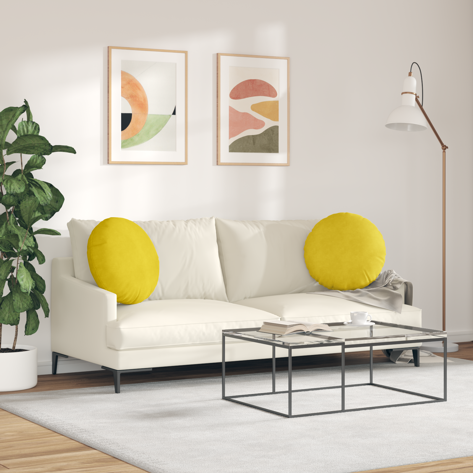 Sėdynių pagalvėlės 2 pcs Geltona Ø 40 x 13 cm Aksomas