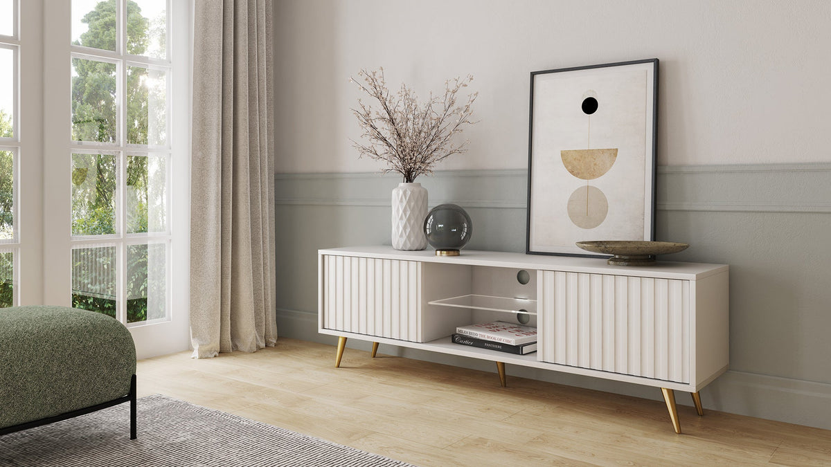 TV spintelė MAGNUS, 135 cm, balta