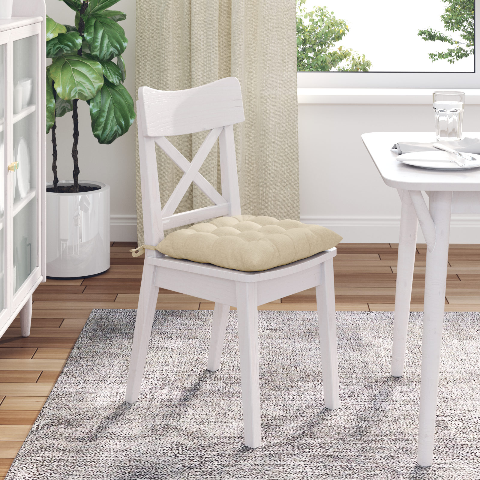 Sėdynių pagalvėlės 2 pcs Kreminė 40 x 40 x 6 cm audinys