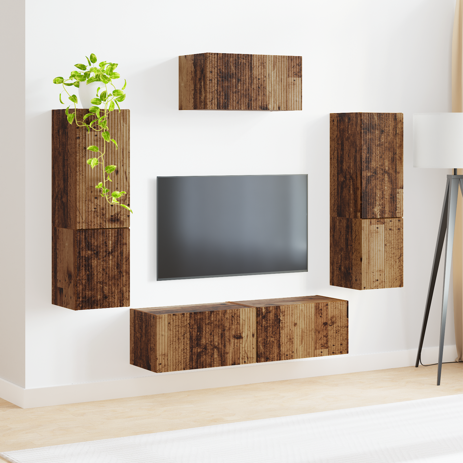 TV Cabinet Set 4 pcs Old Wood Engineered Wood