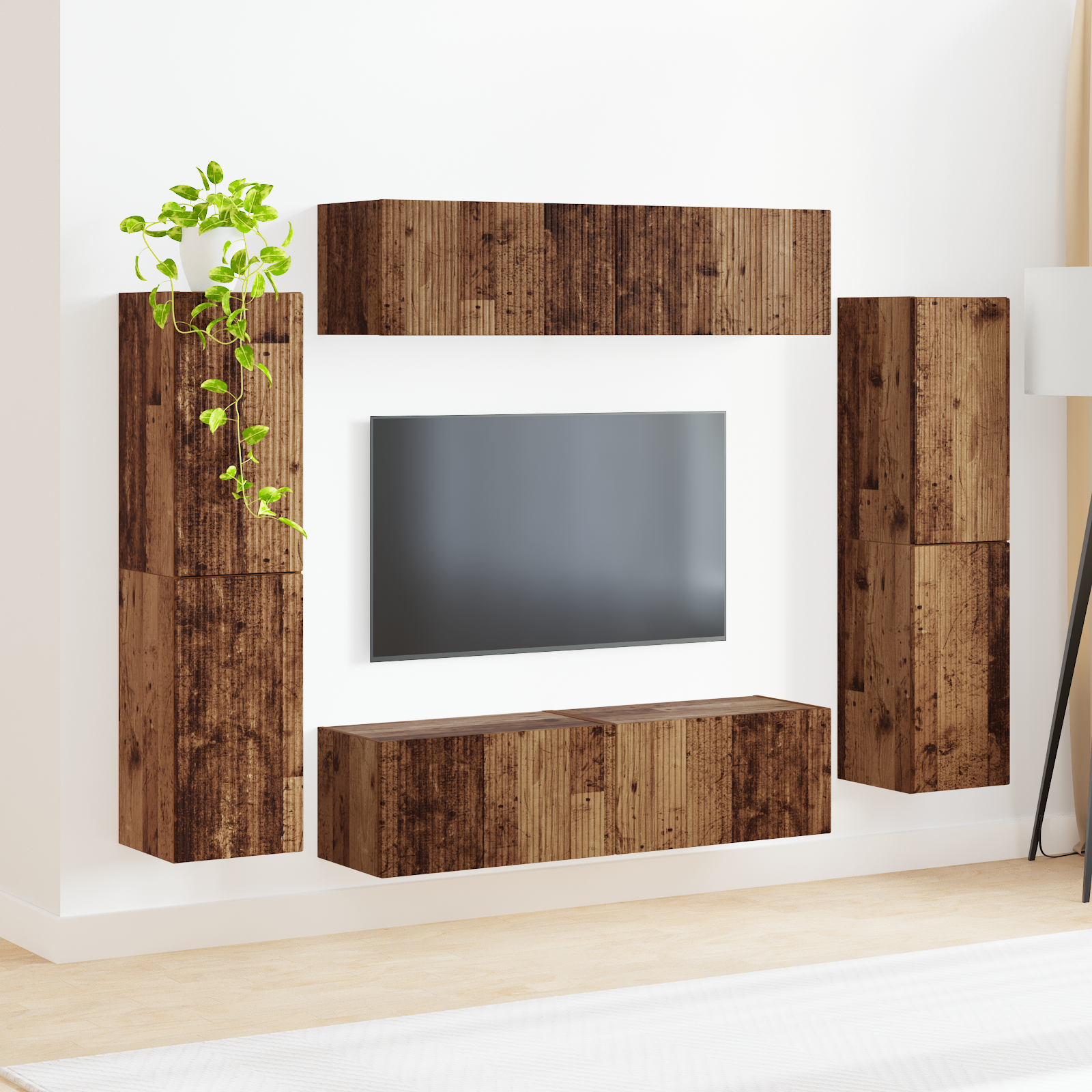 TV spintelių komplektas 8 pcs Senovinis medis Apdirbta mediena