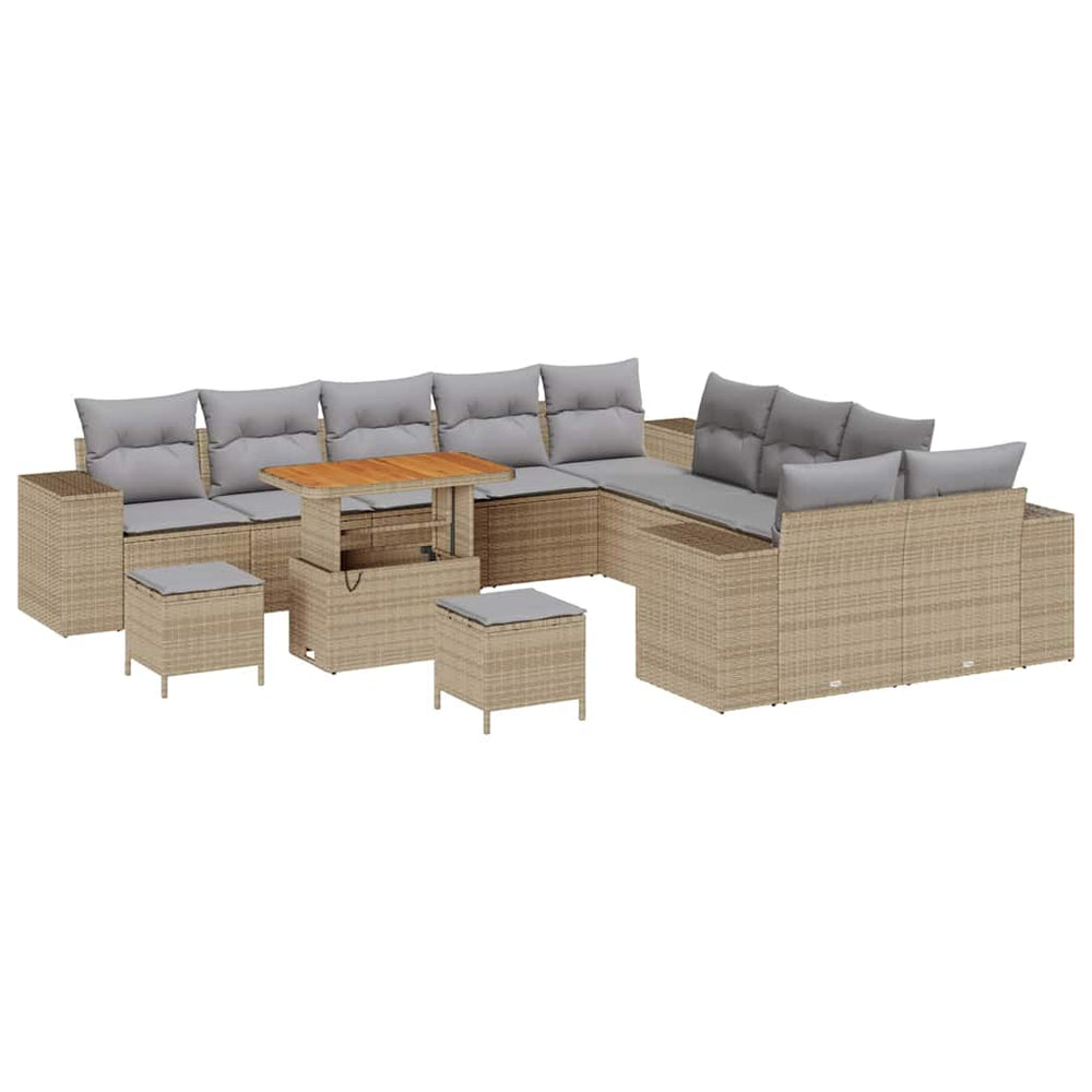 13 dalių sodo sofa komplektas su pagalvėlėmis bežinė poli ratanas akacija - Namų Idėja