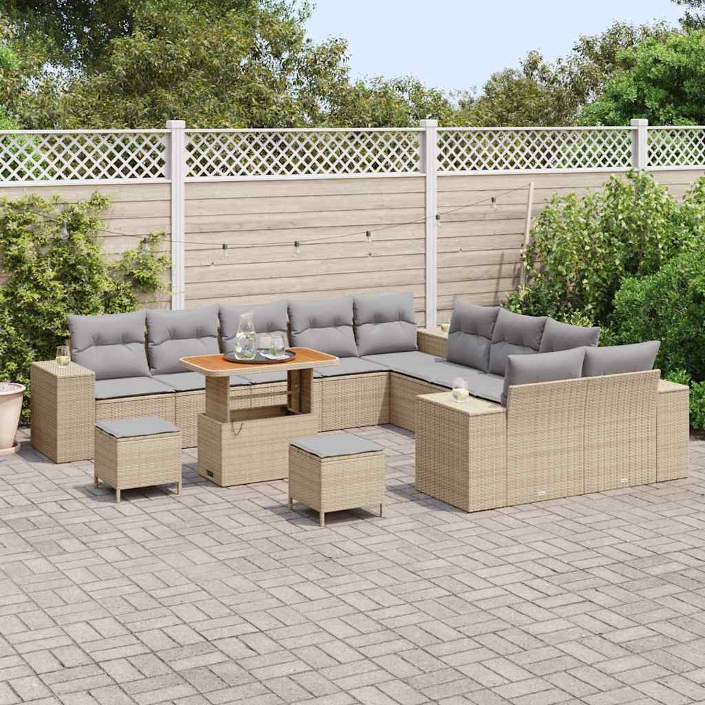 13 dalių sodo sofa komplektas su pagalvėlėmis bežinė poli ratanas akacija - Namų Idėja
