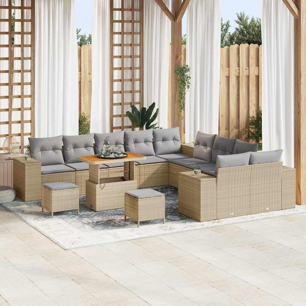 13 dalių sodo sofa komplektas su pagalvėlėmis bežinė poli ratanas akacija - Namų Idėja