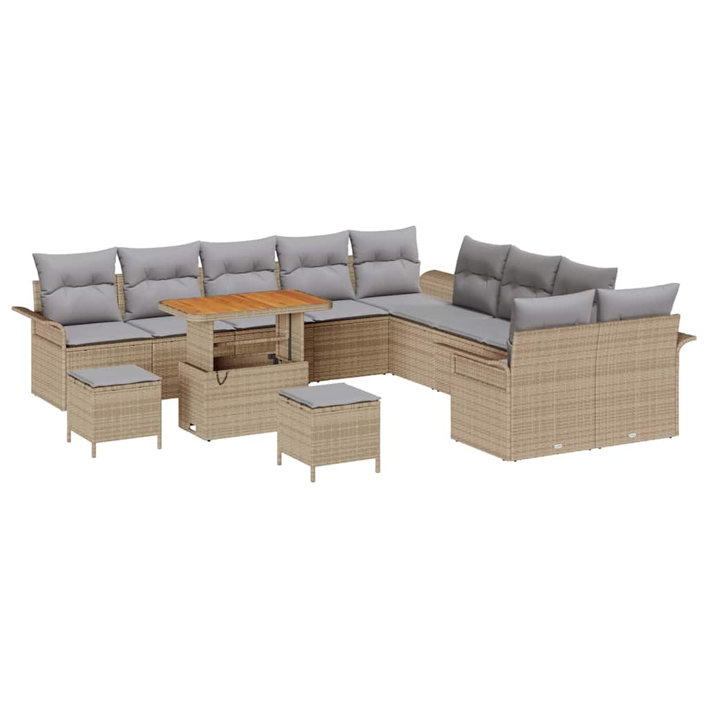 13 dalių sodo sofa komplektas su pagalvėlėmis bežinė poliratanas akacija - Namų Idėja