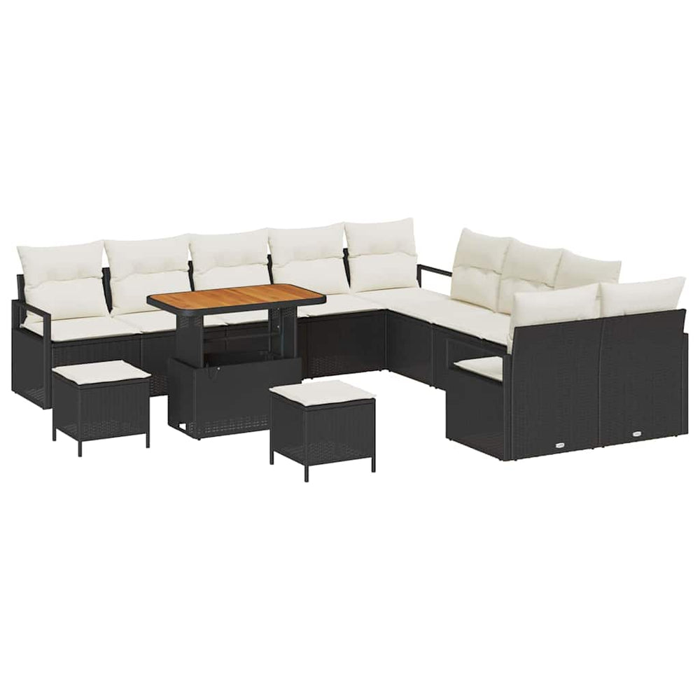13 dalių sodo sofa komplektas su pagalvėlėmis juodo poli ratanas akacia - Namų Idėja