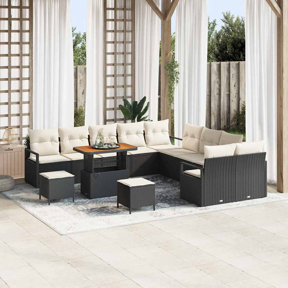 13 dalių sodo sofa komplektas su pagalvėlėmis juodo poli ratanas akacia - Namų Idėja