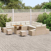 13 dalių sodo sofa komplektas su pagalvėlėmis, smėlio poli ratanas, akacija - Namų Idėja