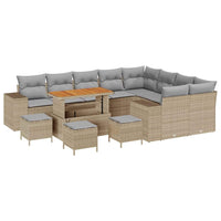 13 dalių sodo sofa komplektas su pagalvėlėmis smėlio spalvos poli ratanas akacija - Namų Idėja