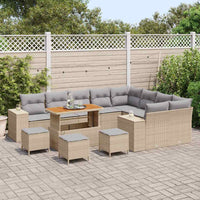 13 dalių sodo sofa komplektas su pagalvėlėmis smėlio spalvos poli ratanas akacija - Namų Idėja