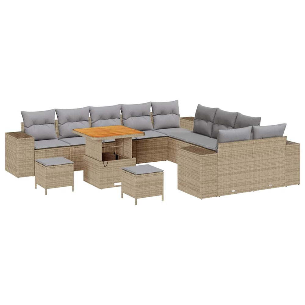 13 dalių sodo sofa komplektas su pagalvėlėmis šviesiai pilka poli ratanas akacija - Namų Idėja