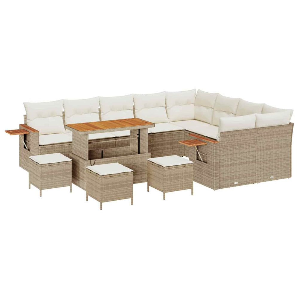 13 dalių sodo sofa komplektas su pagalvėlėmis šviesus poli ratanas akacijos - Namų Idėja