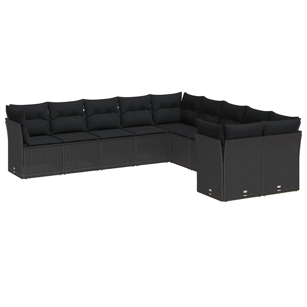 13 dalių sodo sofa komplektas su pagalvėmis Juodas poli ratanas akacija - Namų Idėja