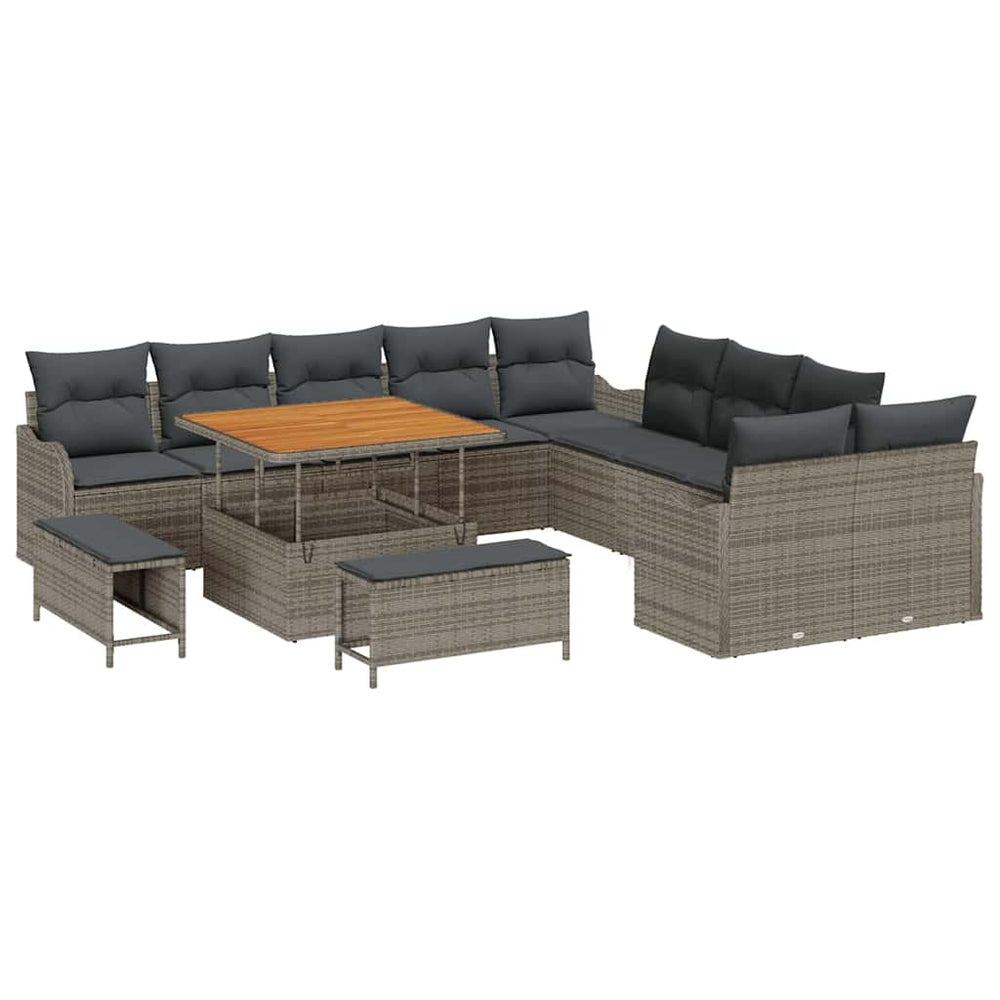 13 dalių sodo sofa komplektas su pagalvėmis pilka poli ratanas - Namų Idėja
