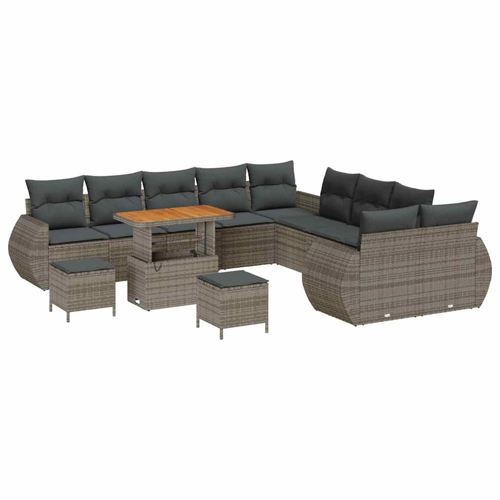 13 dalių sodo sofa komplektas su pagalvėmis pilka poli ratano akacijos - Namų Idėja