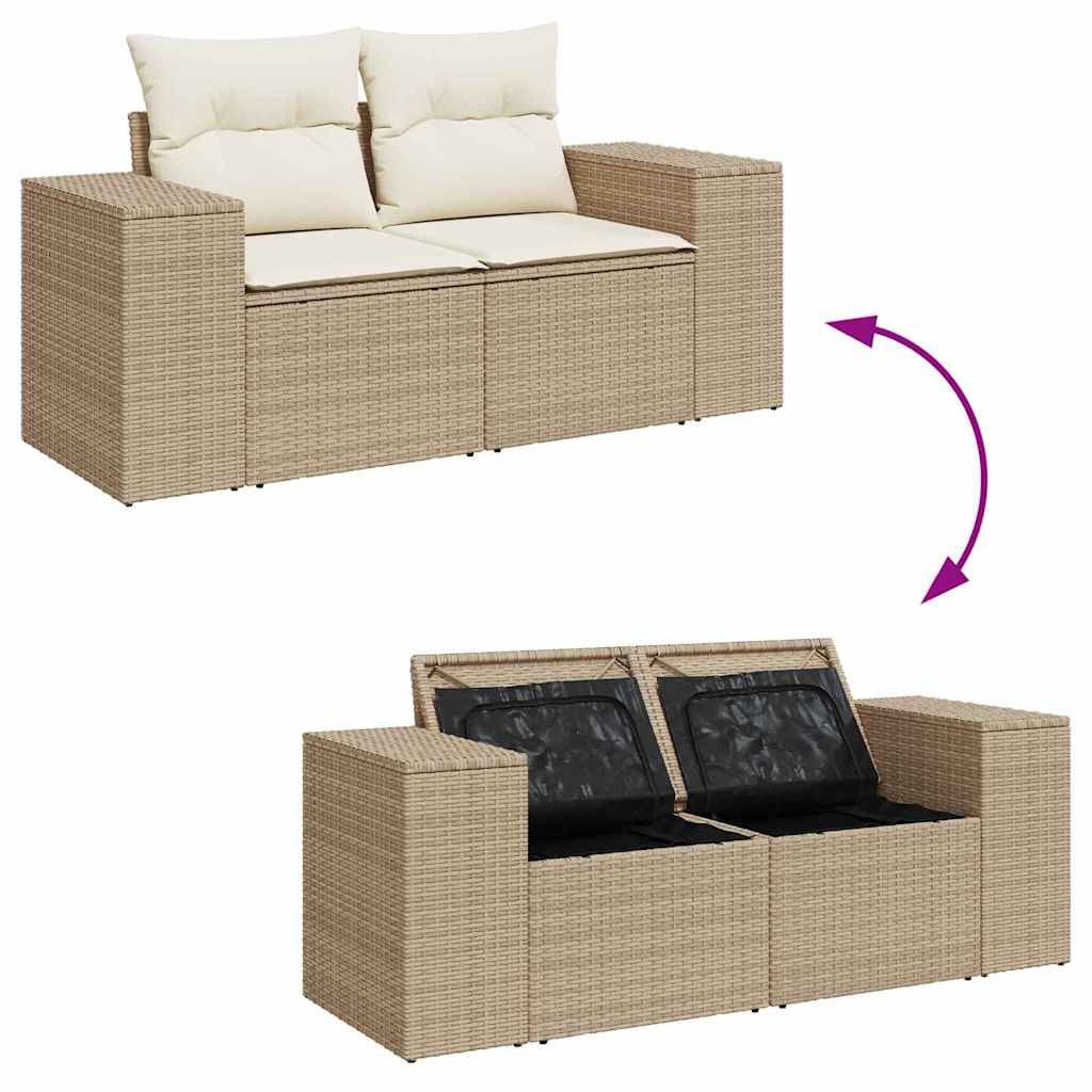 13 dalių sodo sofa komplektas su pagalvėmis Smėlis Poli ratanas Akacija - Namų Idėja