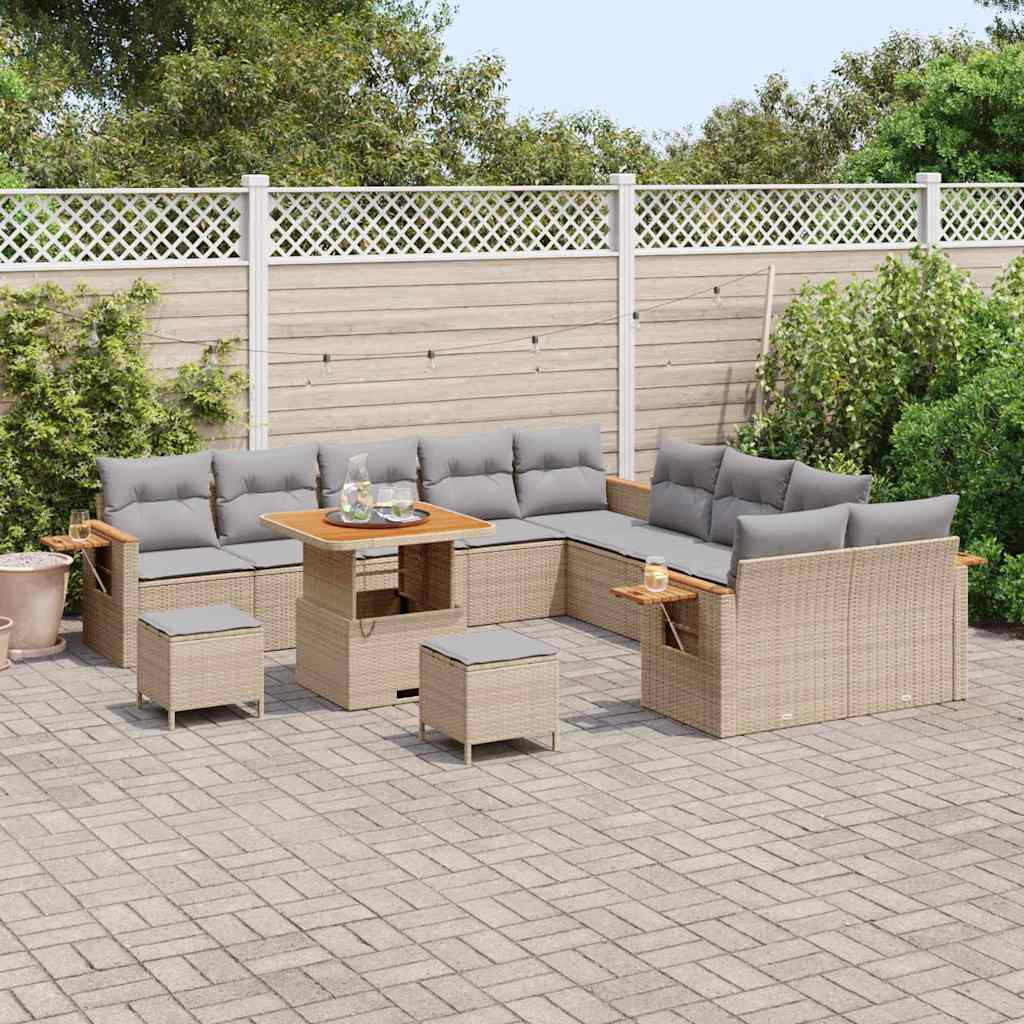 13 dalių Sodo Sofa Rinkinys su Pagalvėlėmis Bežinė Poliratanas Akacija - Namų Idėja