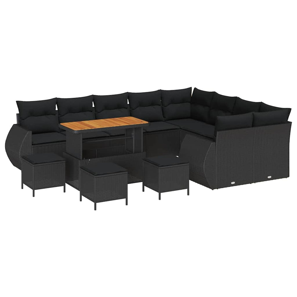 13 dalių sodo sofa rinkinys su pagalvėlėmis juodas poli ratanas akacija - Namų Idėja