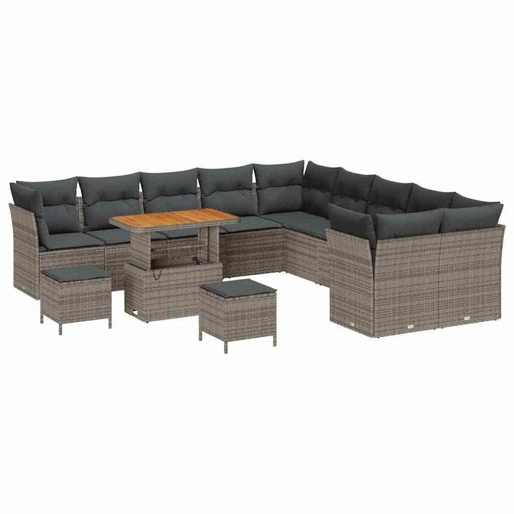 13 dalių sodo sofa rinkinys su pagalvėlėmis pilka poli ratanas akacija - Namų Idėja