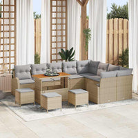 13 dalių sodo sofa rinkinys su pagalvėlėmis Smėlio Poli Ratanas Akacija - Namų Idėja