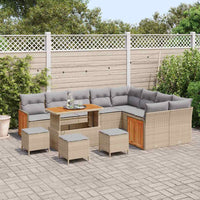 13 dalių sodo sofa rinkinys su pagalvėlėmis smėlio poliratanas acacia - Namų Idėja