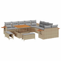 13 dalių Sodo Sofa Rinkinys su Uždangalais Smėlio Poli Ratanas Akacija - Namų Idėja